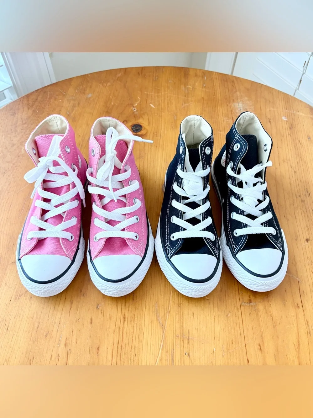 Lot of 2 Converse Chuck Taylor All Star High Top Sneakers Pink & Black Youth 13